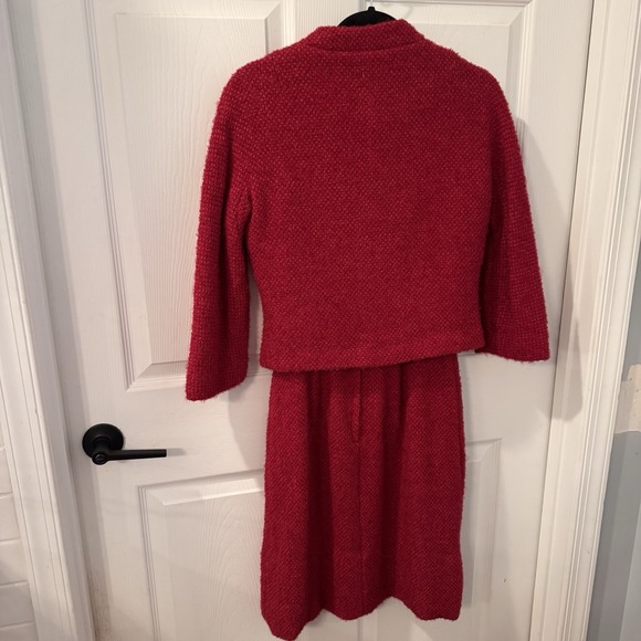 Vintage 50s Couture Steve & Anna  Brocade Jacket‎ Dress Suit Size 10 Red 3 Piece - Picture 3 of 16